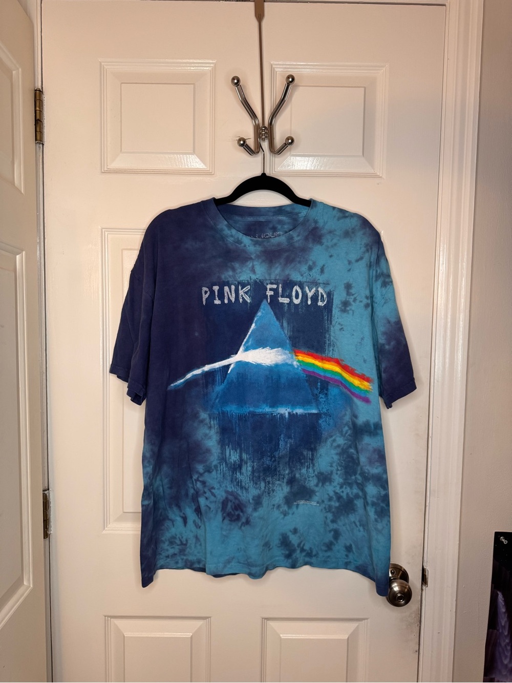 Liquid Blue Pink Floyd Tie-Dye Tee - Blue with Rainbow Prism